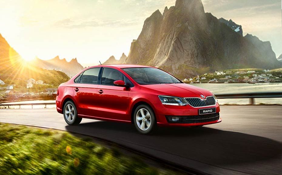 New Skoda Rapid 1.0 TSI Rider Front picture on red